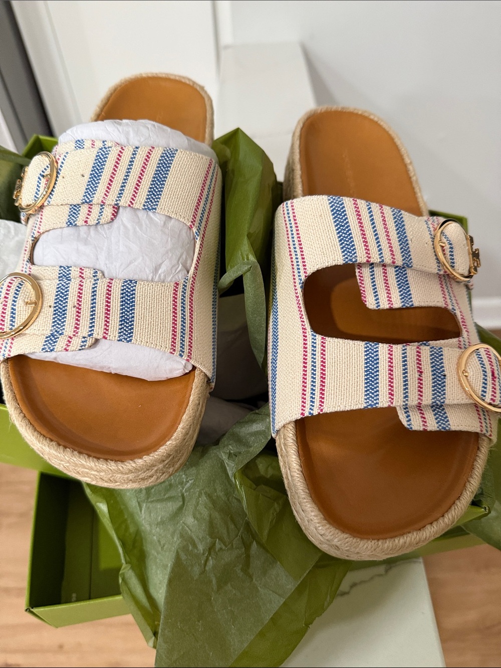 Tory Butch -Buckle Espadrille Slide Sandals!!!